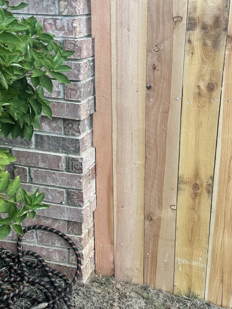 Completed cedar privacy fence line
